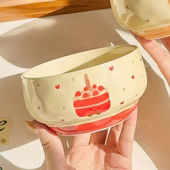 Adorable Ceramic Rice Bowl – Cute Underglaze Tableware set of 4 - Picture 7 of 8